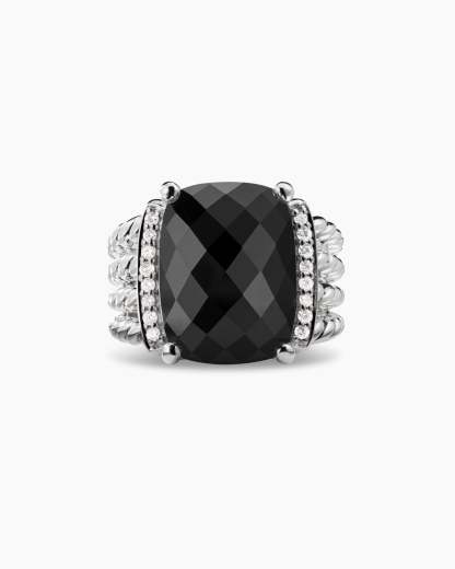 Wheaton庐 Ring Sterling Silver with Black Onyx and Diamonds, 16mm