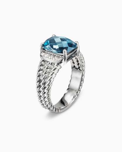 Petite Wheaton庐 Sterling Silver with Hampton Blue Topaz and Diamonds, 10mm