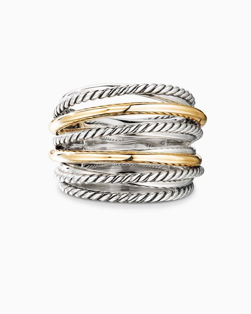 Crossover Ring Sterling Silver with 18K Yellow Gold, 17.8mm