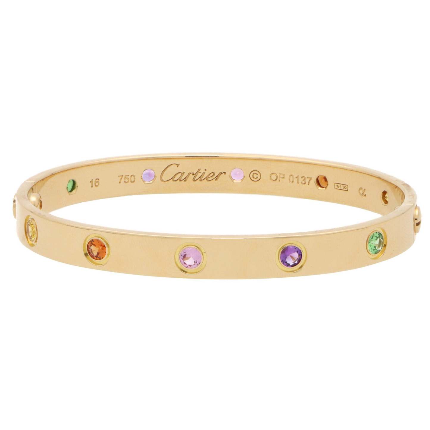 Vintage Carthttier Multi Gem Love Bracelet in 18k Yellow Gold
