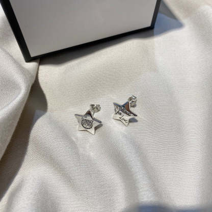 SILVER BLIND FOR LOVE STAR EARRINGS