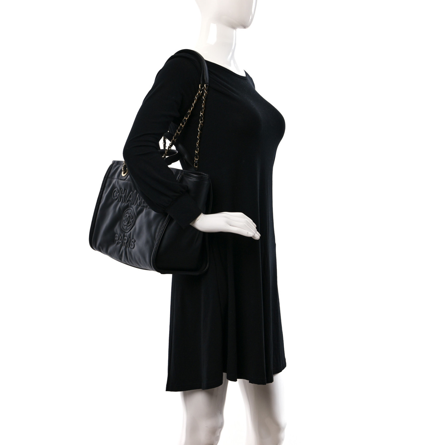 Calfskin Small Deauville Tote Black