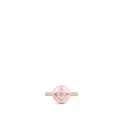 B Blossom Ring, Pink Gold, White Gold, Pink Opal And Pave Diamond