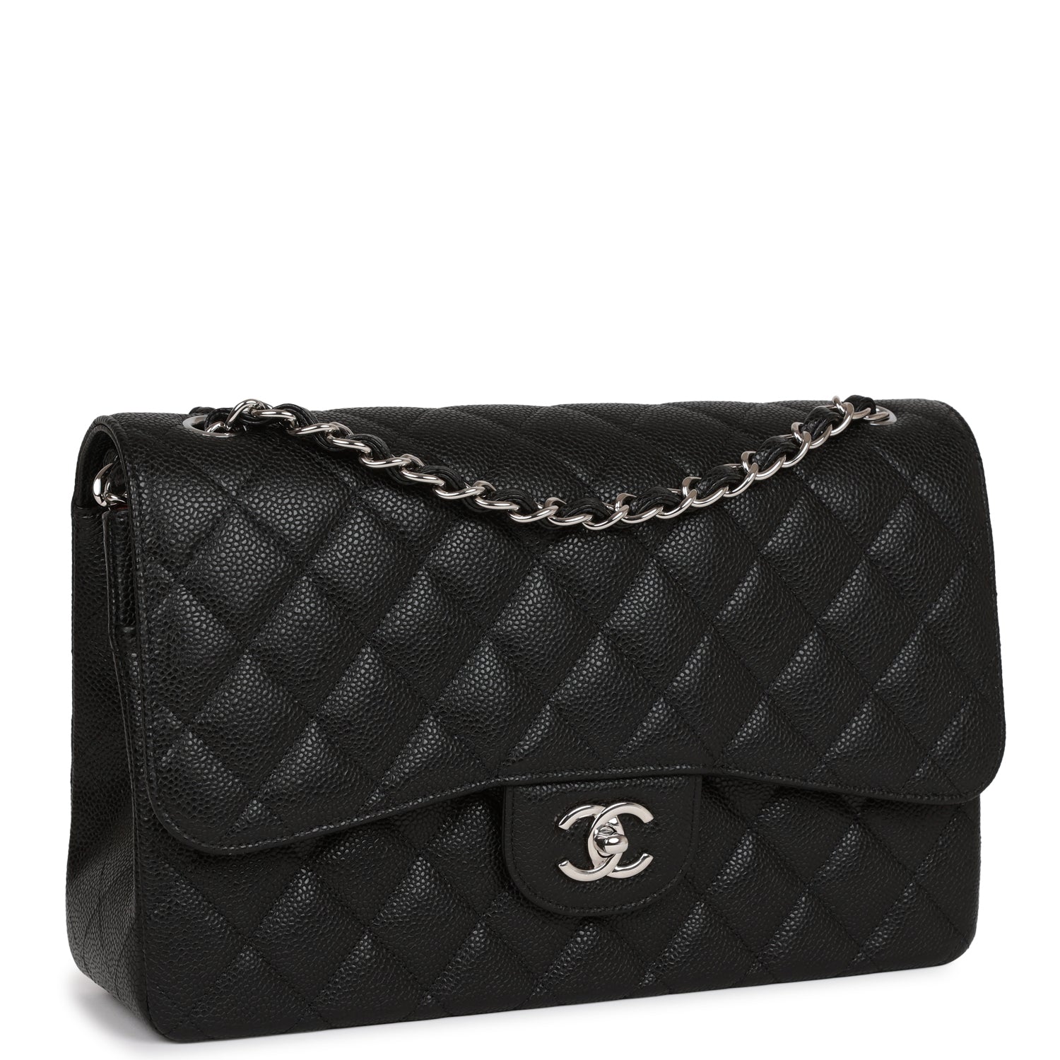 Jumbo Classic Double Flap Bag Black Caviar Silver Hardware