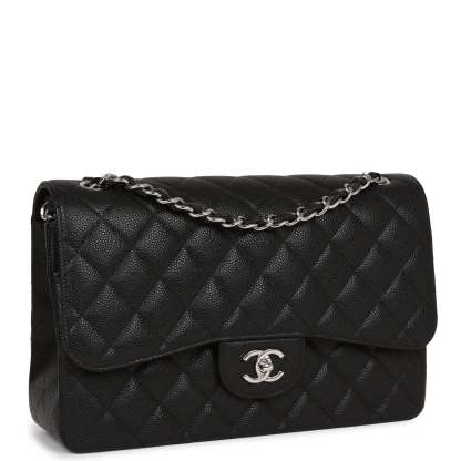 Jumbo Classic Double Flap Bag Black Caviar Silver Hardware