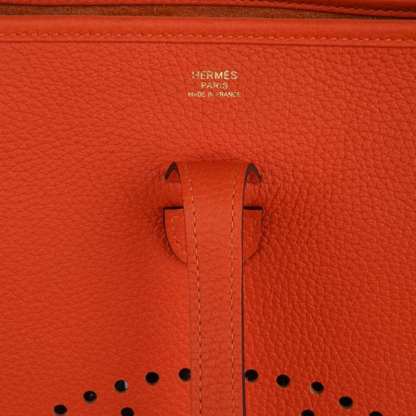 Evelyne PM Bag Feu Orange Gold Hardware Clemence Leather