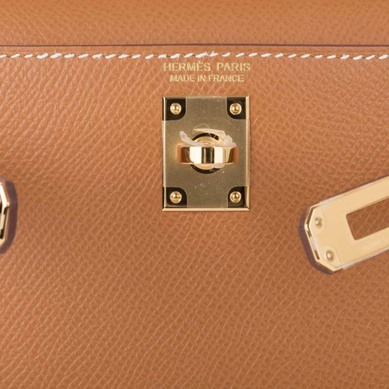 Mini Kelly 20 Bag Sellier Gold Epsom with Gold Hardware