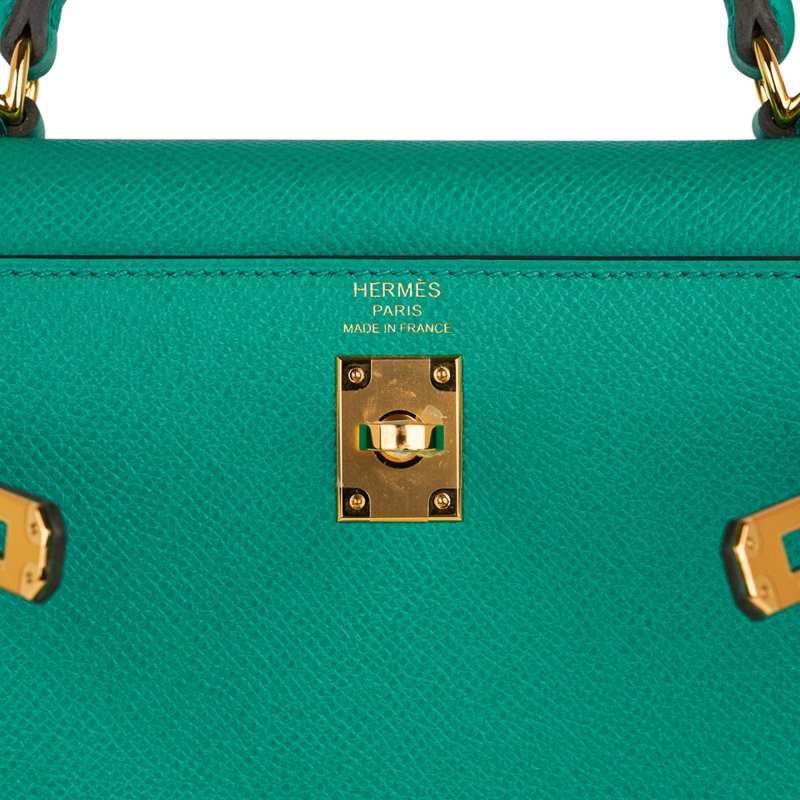 Kelly 25 Sellier Bag Jade Epsom Leather with Gold Hardware