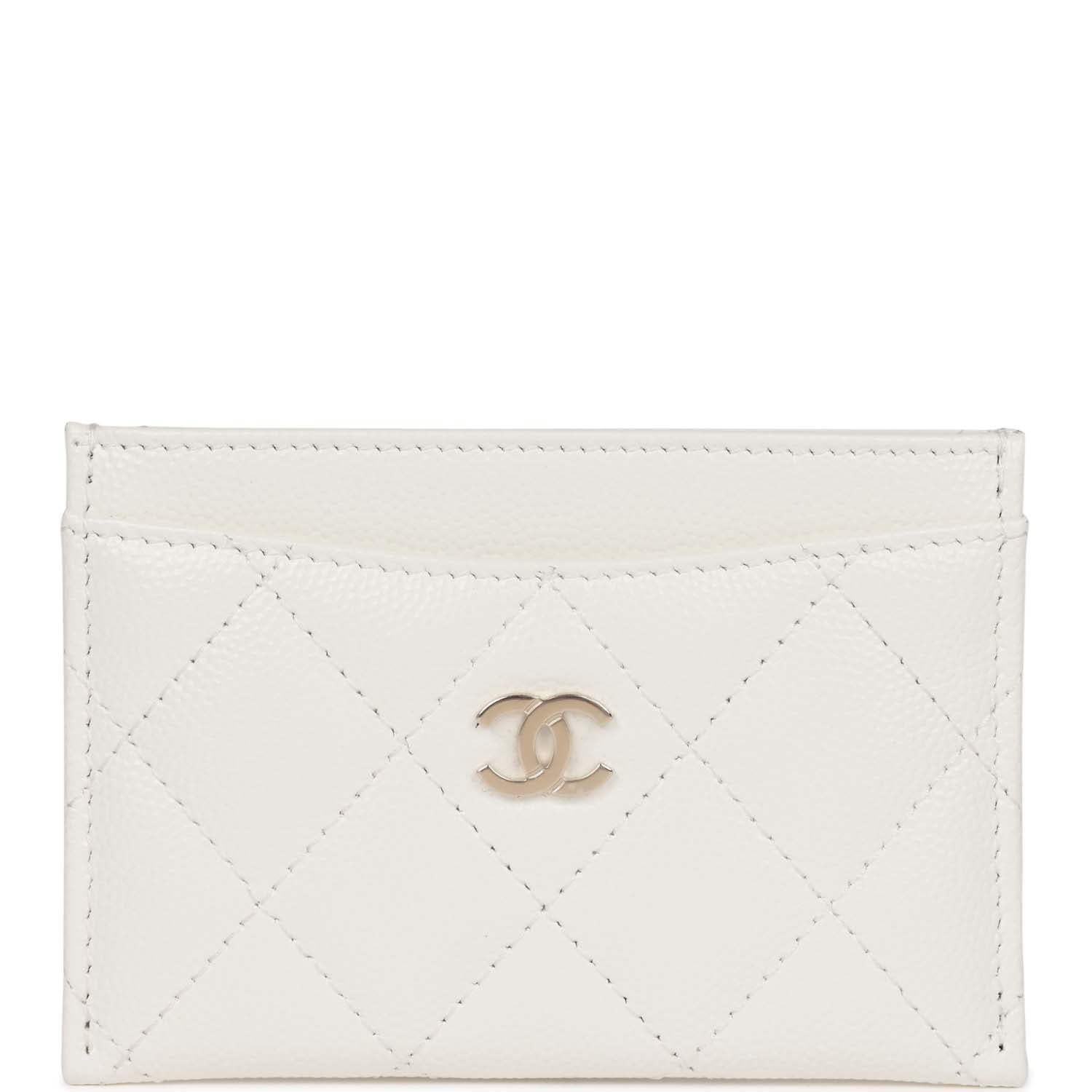 Card Holder Wallet White Caviar Light Gold Hardware