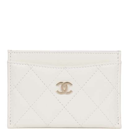 Card Holder Wallet White Caviar Light Gold Hardware