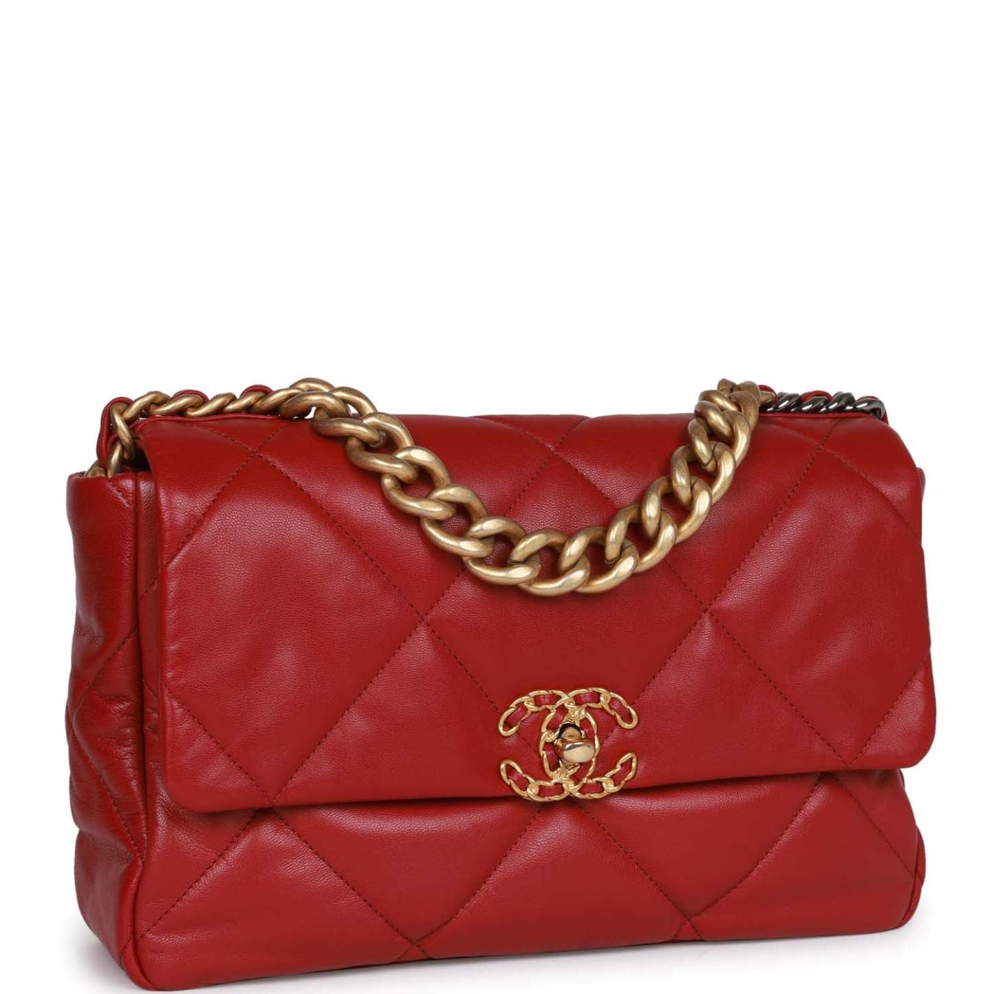 Medium 19 Flap Bag Red Calfskin Mixed Hardware