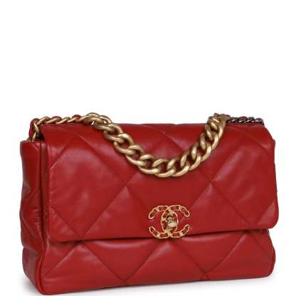 Medium 19 Flap Bag Red Calfskin Mixed Hardware