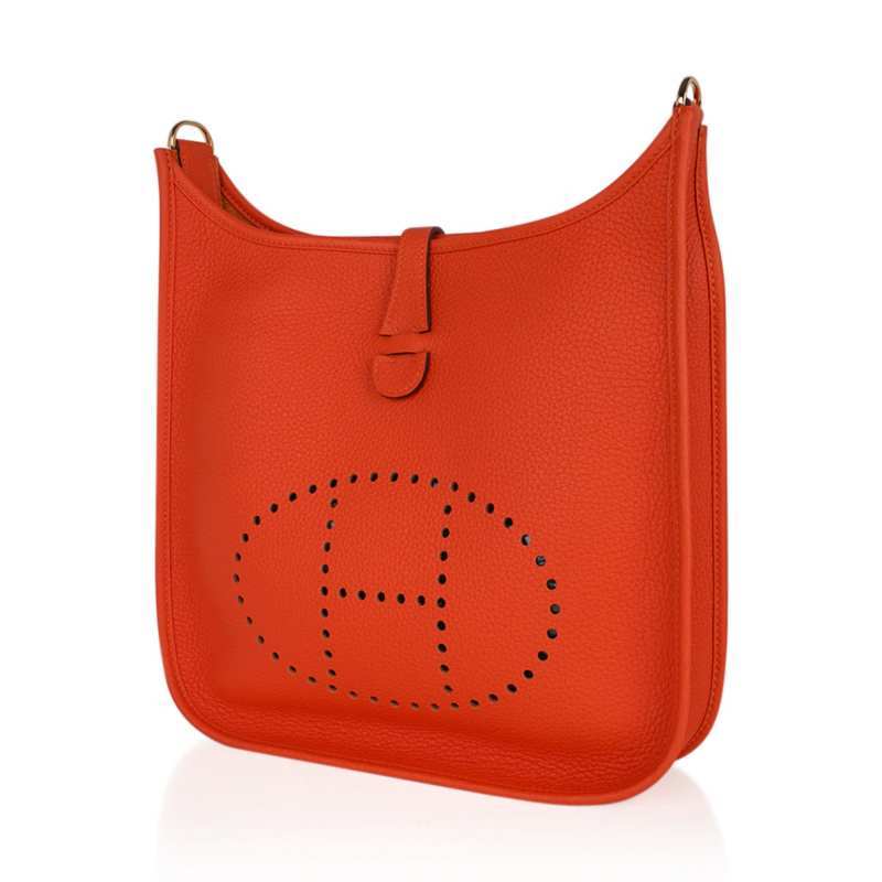 Evelyne PM Bag Feu Orange Gold Hardware Clemence Leather