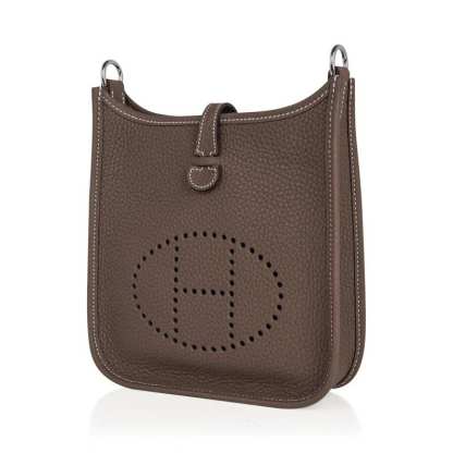 Mini Evelyne TPM Bag Etoupe Clemence Leather with Palladium Hardware