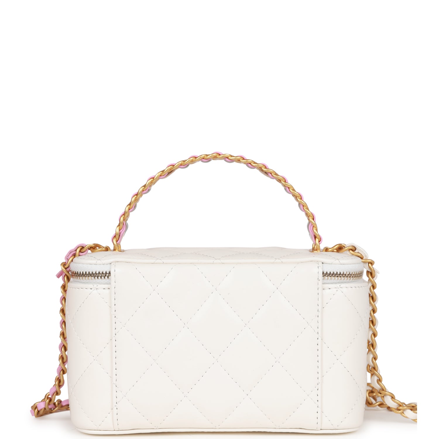 Small Vanity Case White Patent Leather Antique Gold Hardware