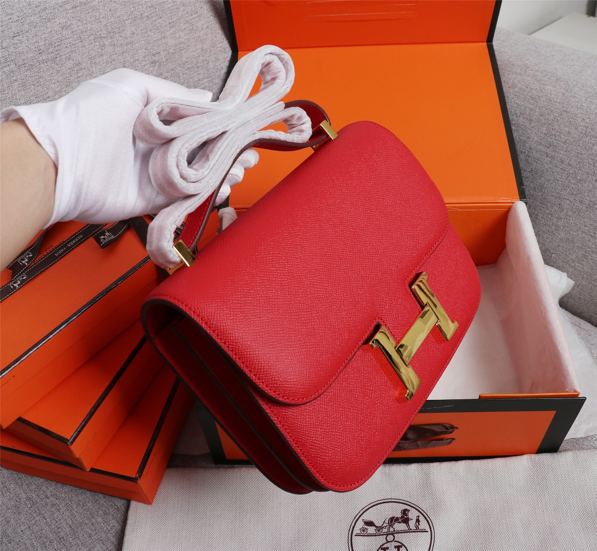 Constance 19/23 bag Red Epsom Leather