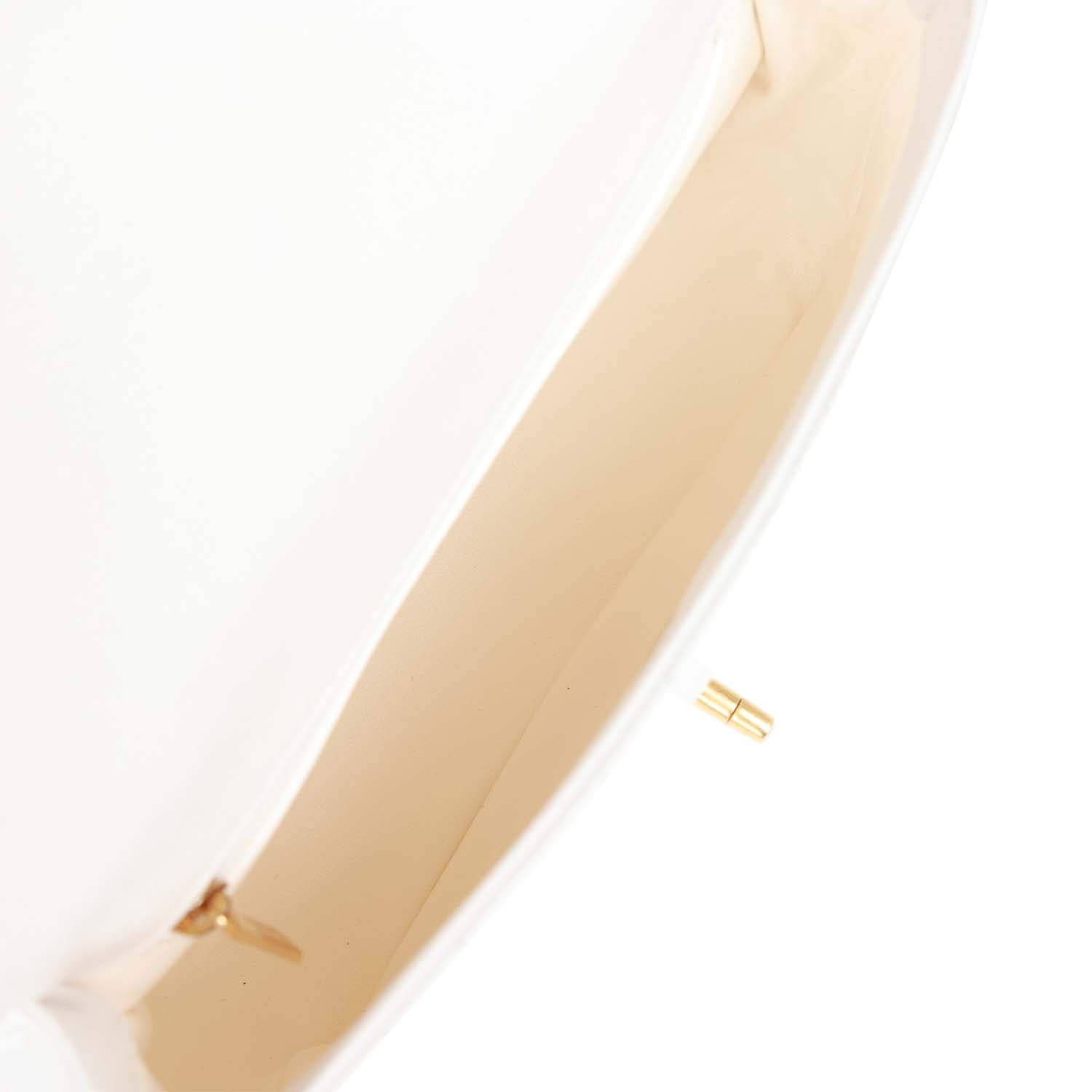 Medium Sweetheart Crush Flap Bag White Caviar Antique Gold Hardware