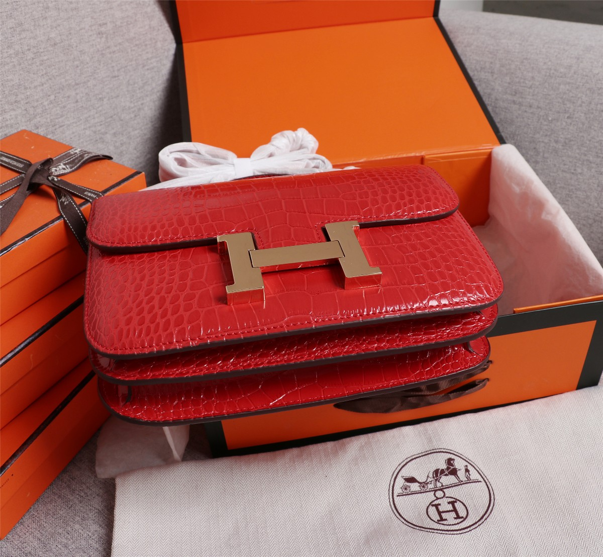 [Copy]Constance 23 bag Red Crocodile Leather