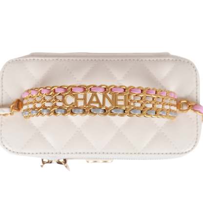 Small Vanity Case White Patent Leather Antique Gold Hardware