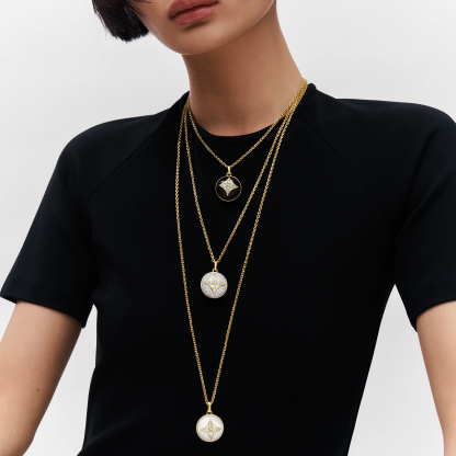 B Blossom Medallion, Yellow Gold, White Gold, Onyx And Diamonds