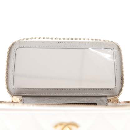 Small Vanity Case White Patent Leather Antique Gold Hardware
