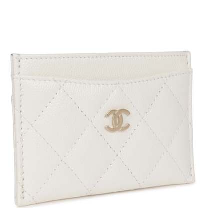 Card Holder Wallet White Caviar Light Gold Hardware