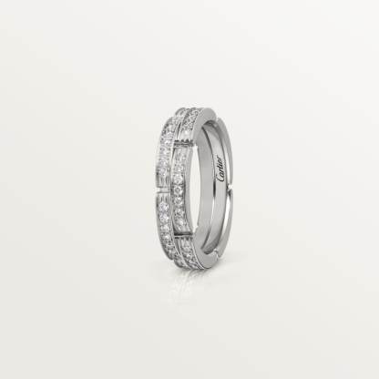 MAILLON PANTHÈRE THIN WEDDING BAND, 2 HALF DIAMOND-PAVED ROWS