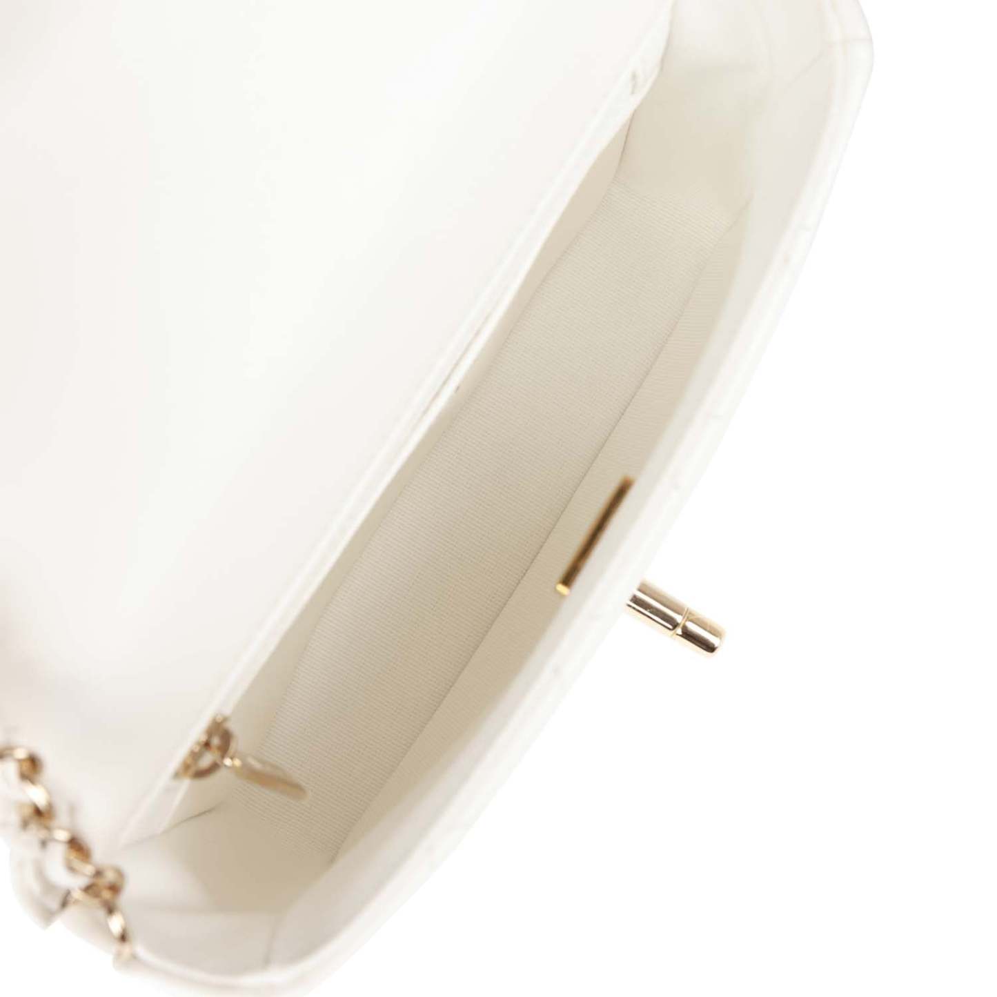 Sweet Mini Square Flap Bag White Lambskin Light Gold Hardware