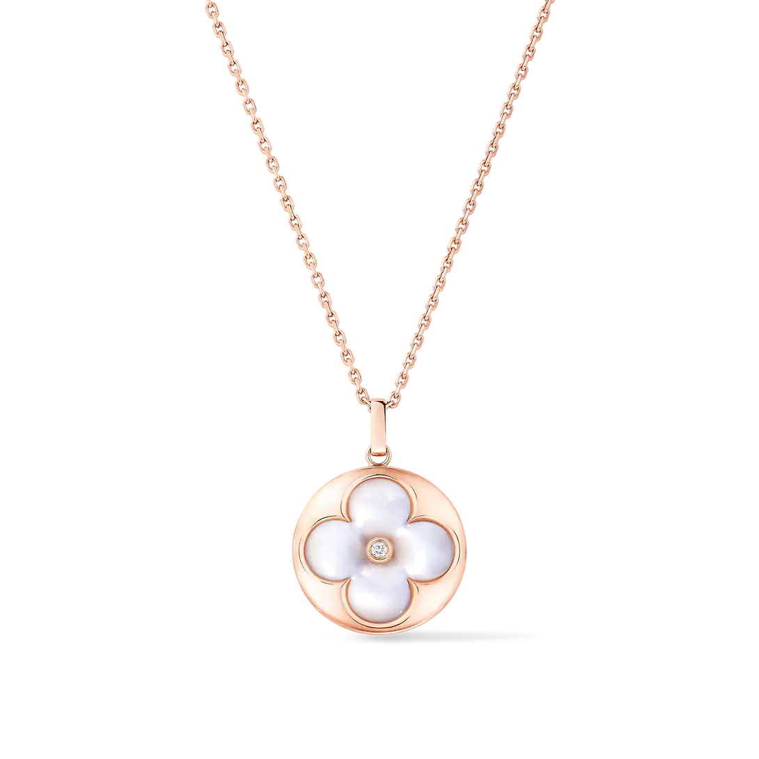 Color Blossom XL Medallion Pink Gold, White Mother-Of-Pearl and Diamond