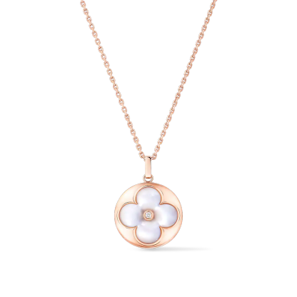 Color Blossom XL Medallion Pink Gold, White Mother-Of-Pearl and Diamond