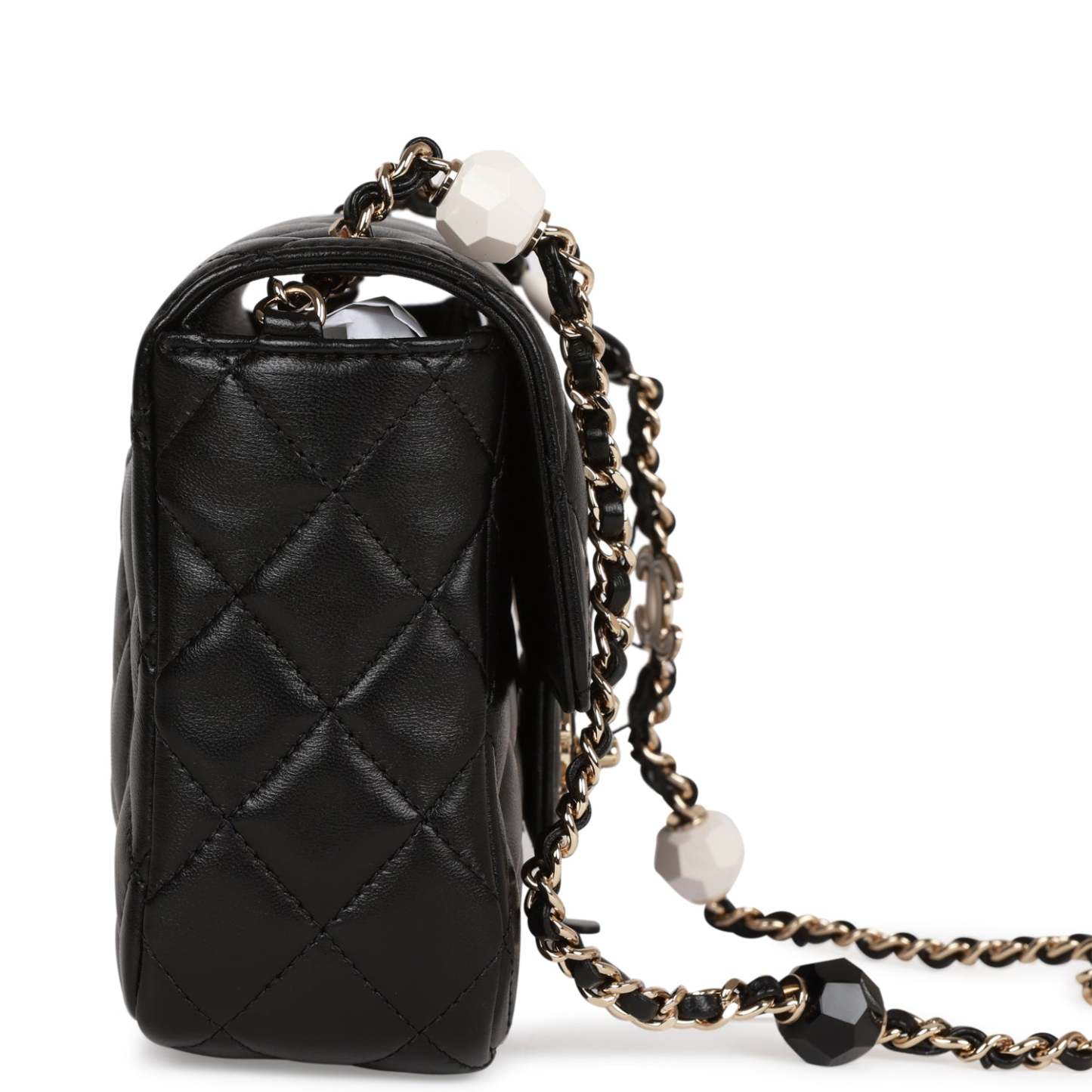 Candy Heart Mini Flap Bag Black Lambskin Enamel and Light Gold Hardware