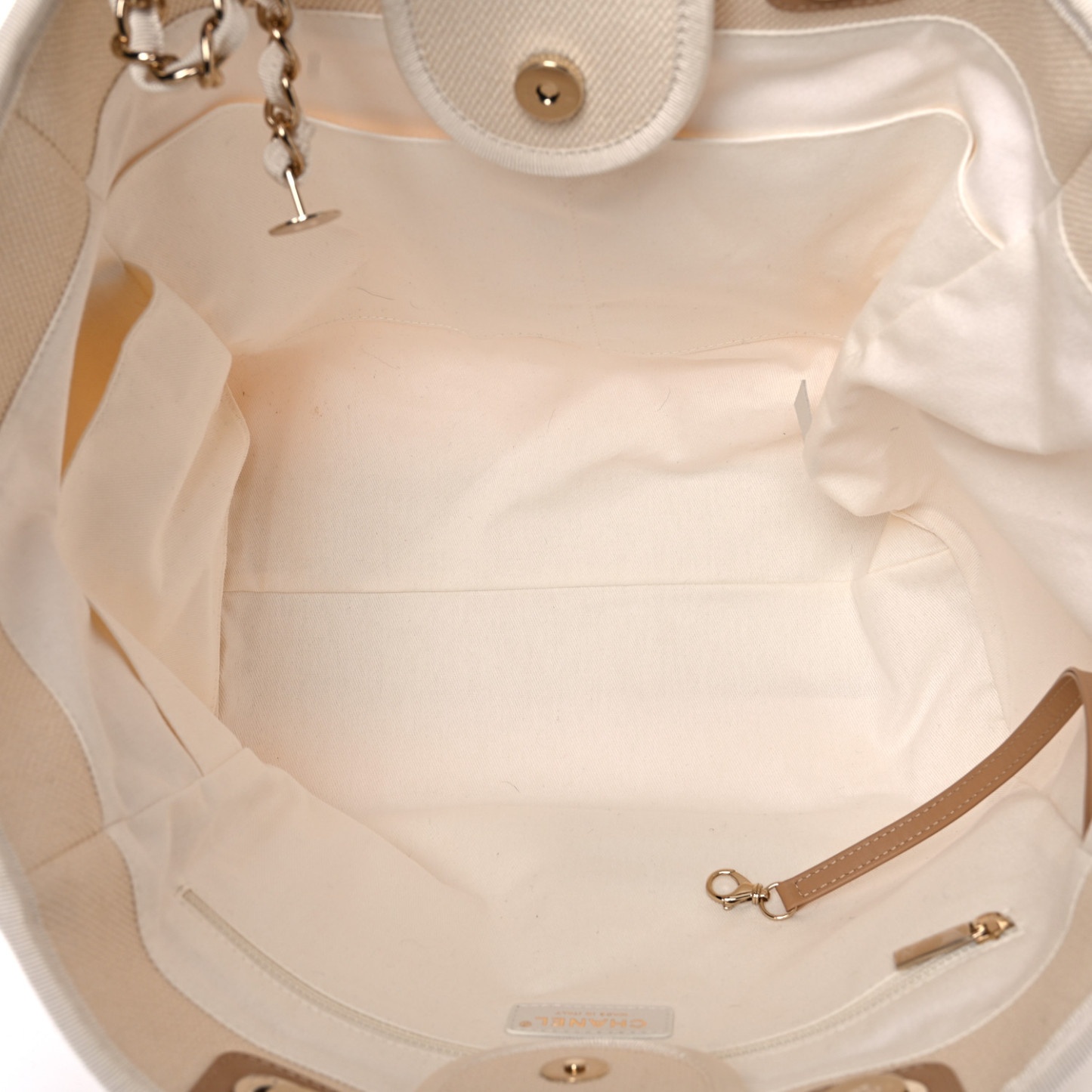 Canvas Pearl Large Deauville Tote Ecru Beige