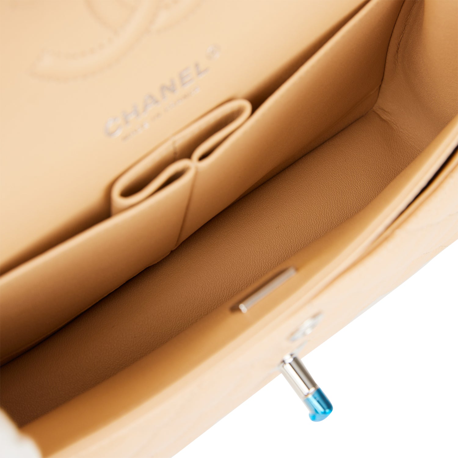 Small Classic Double Flap Bag Beige Caviar Silver Hardware