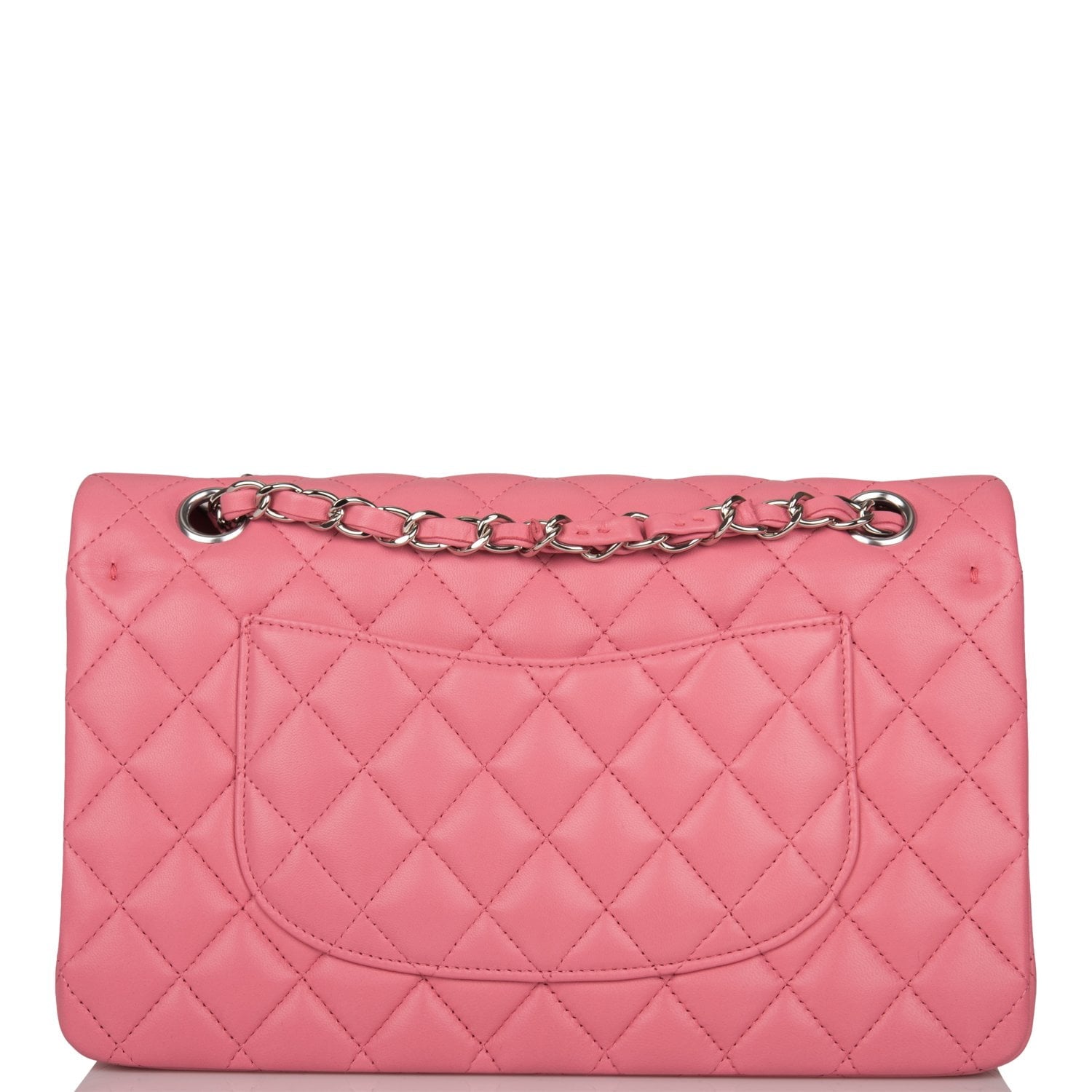 Medium Classic Double Flap Bag Rose Quilted Lambskin Silver Hardware