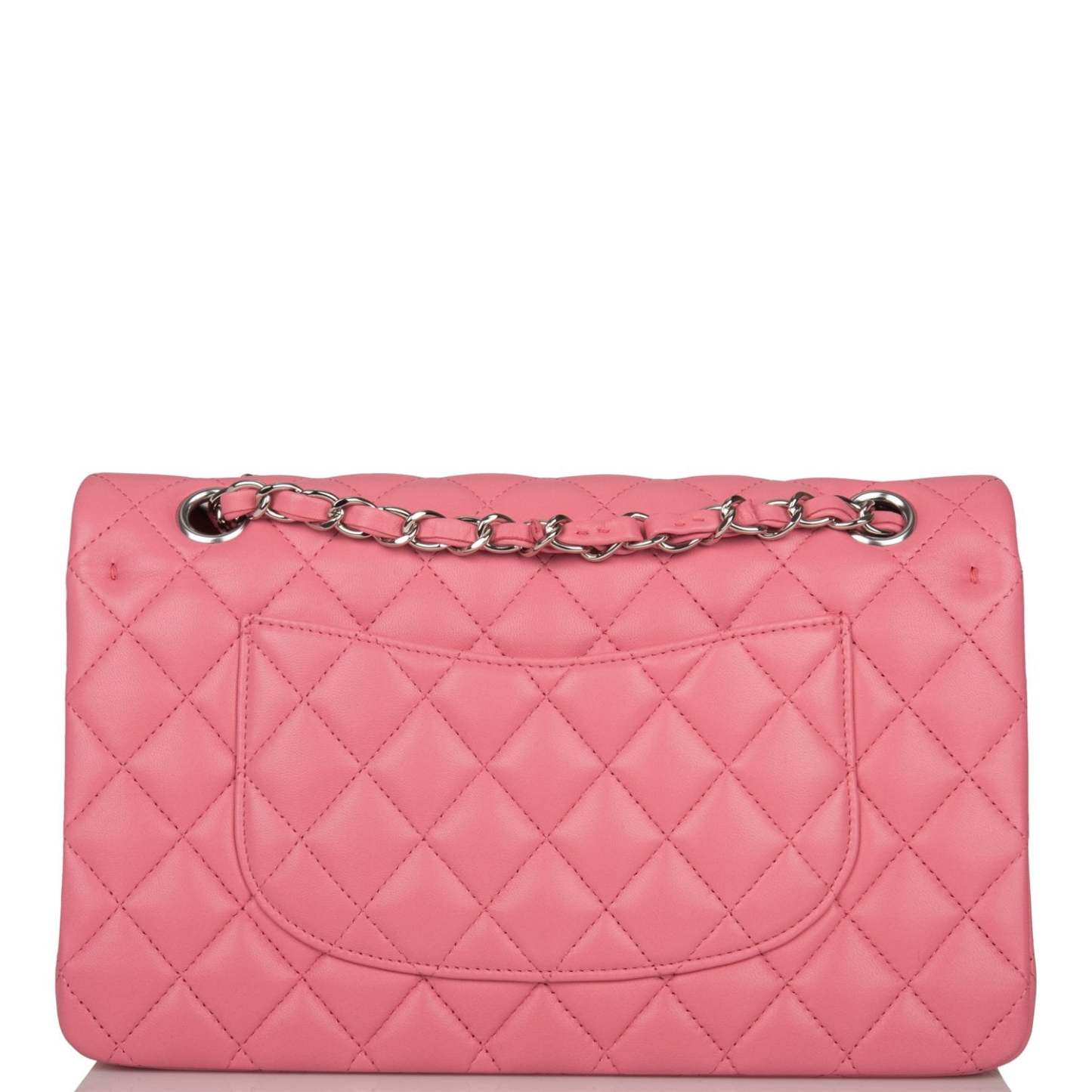 Medium Classic Double Flap Bag Rose Quilted Lambskin Silver Hardware