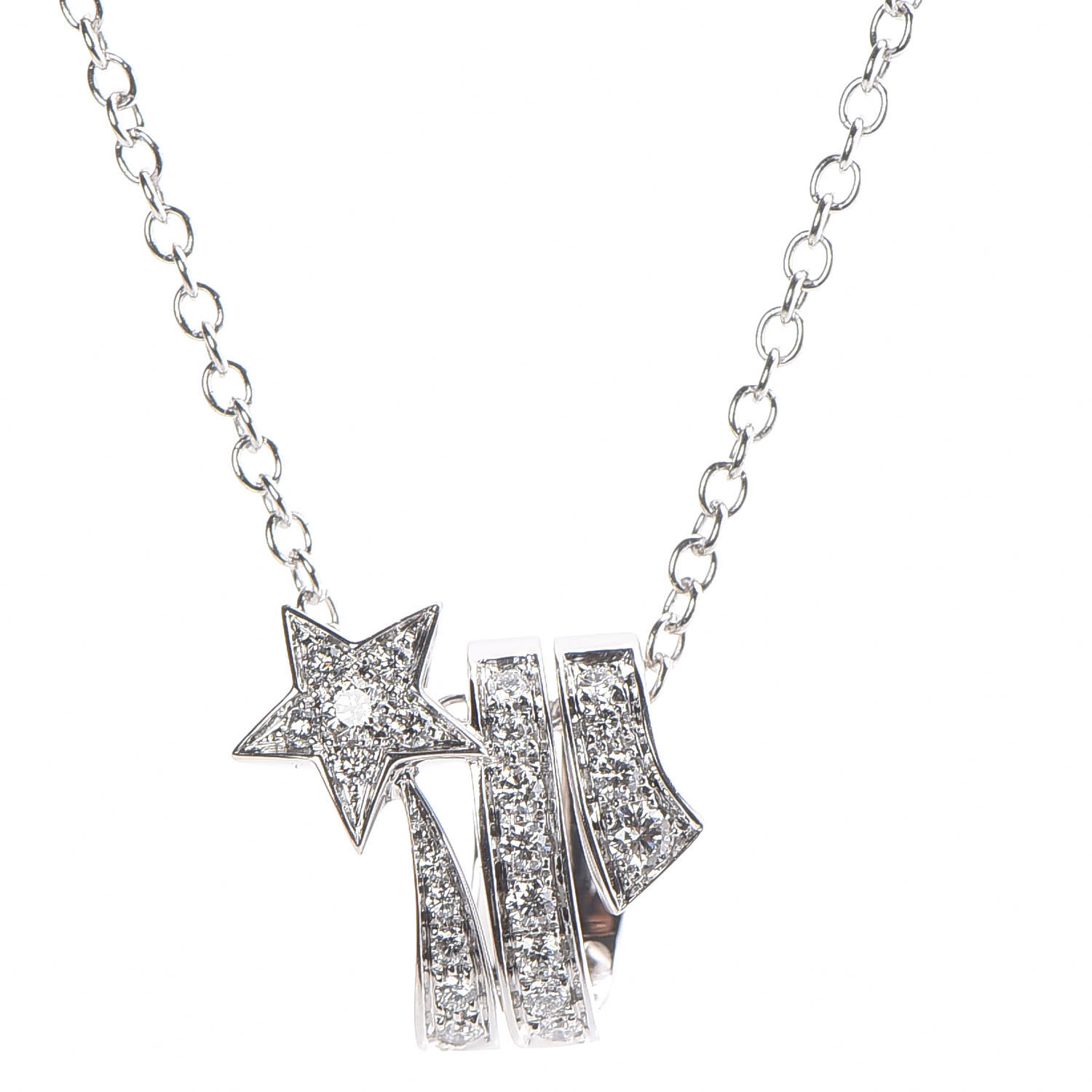 18K White Gold Diamond Etoile Filante Pendant Necklace