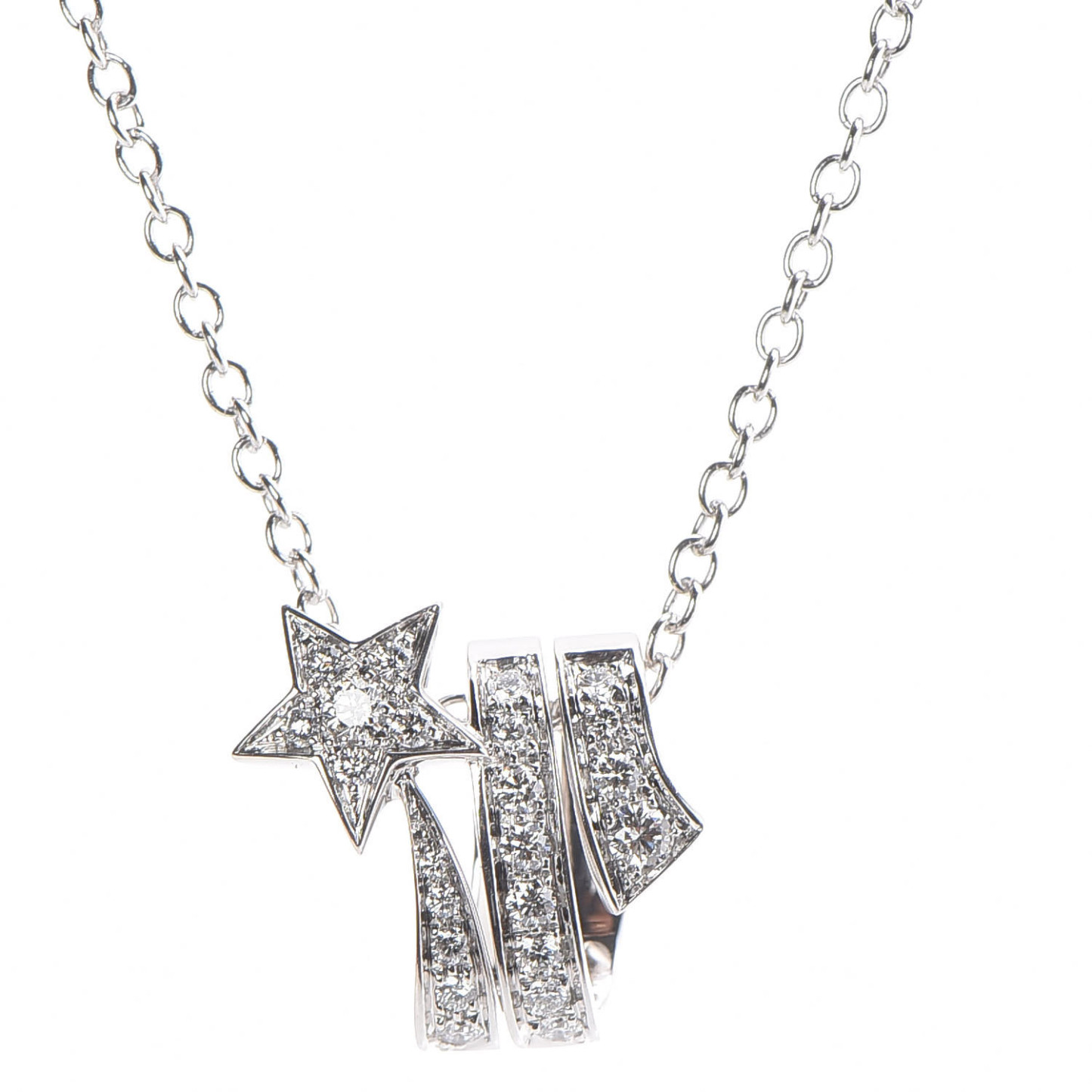 18K White Gold Diamond Etoile Filante Pendant Necklace