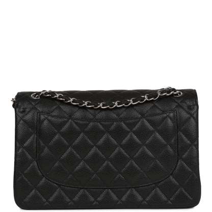 Jumbo Classic Double Flap Bag Black Caviar Silver Hardware