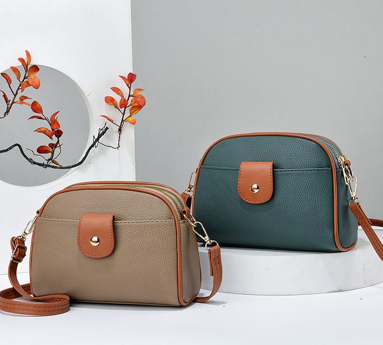 Simple Small Crossbody Bag, Women Double Zipper Shoulder Bag