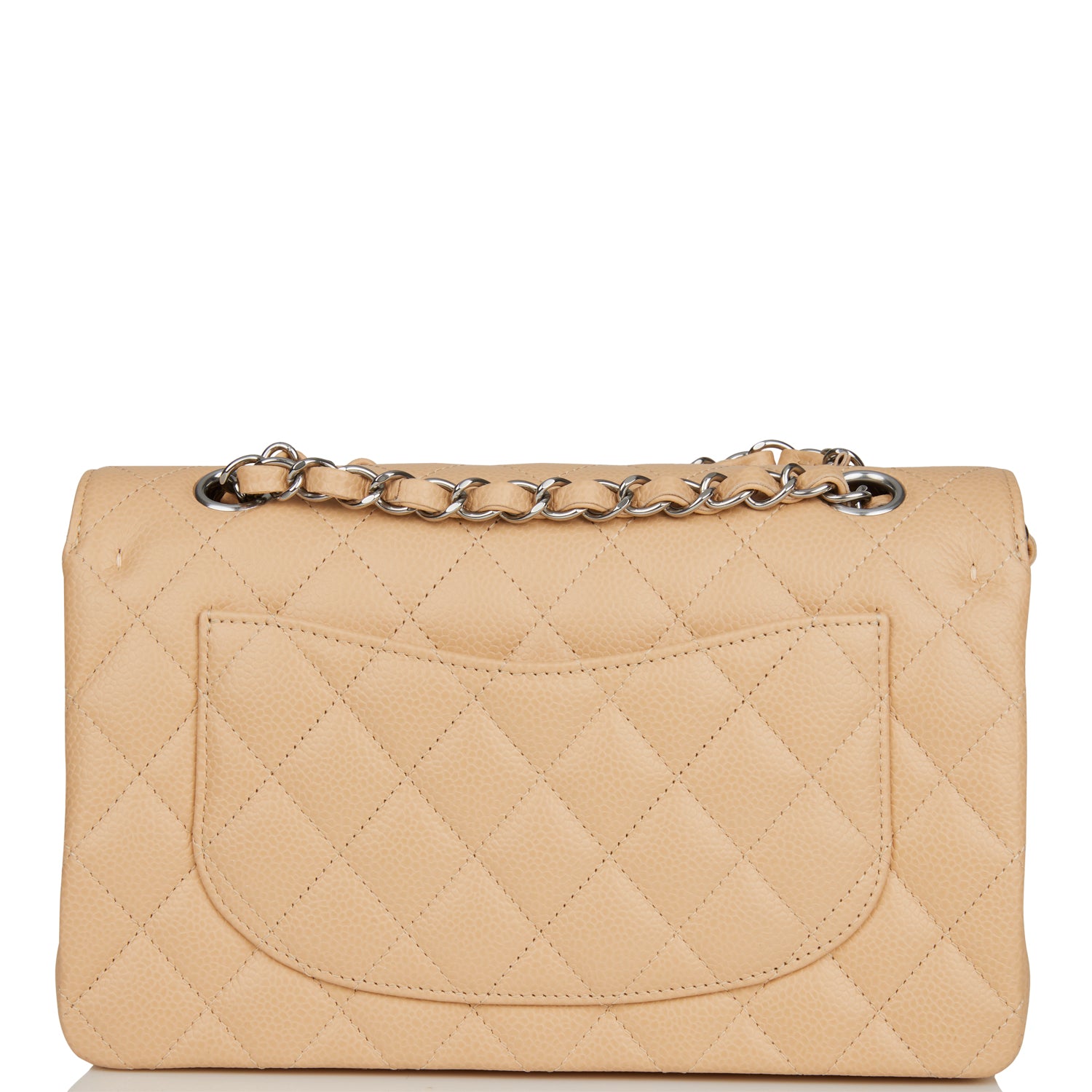 Small Classic Double Flap Bag Beige Caviar Silver Hardware