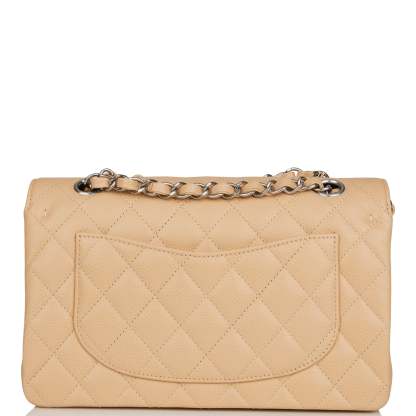 Small Classic Double Flap Bag Beige Caviar Silver Hardware