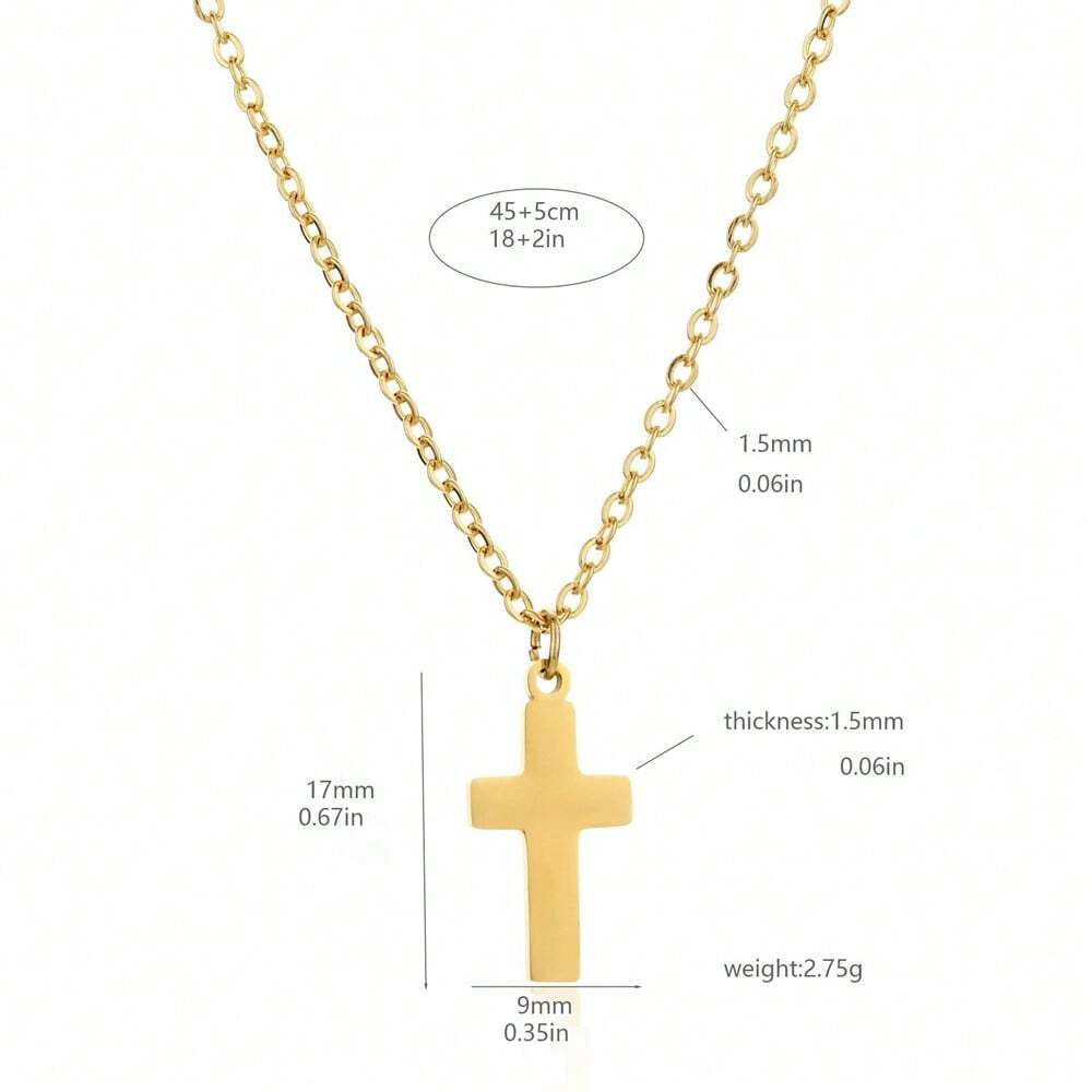 Stainless Steel Necklace Cross Pendant Gift For Women And Girls