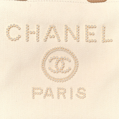 Canvas Pearl Large Deauville Tote Ecru Beige