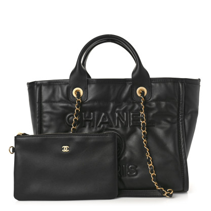 Calfskin Small Deauville Tote Black