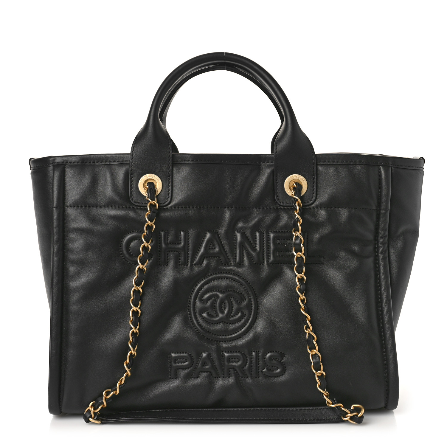 Calfskin Small Deauville Tote Black