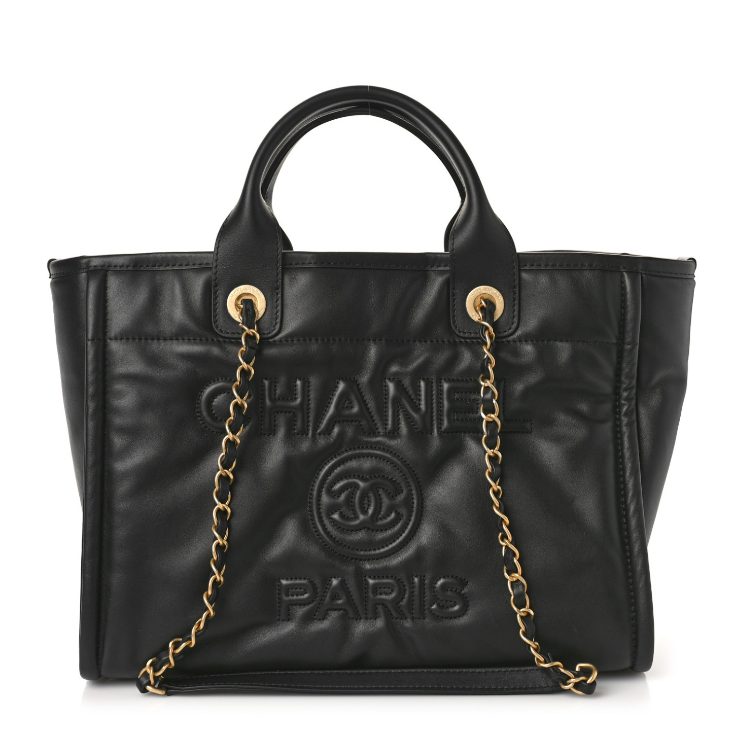 Calfskin Small Deauville Tote Black