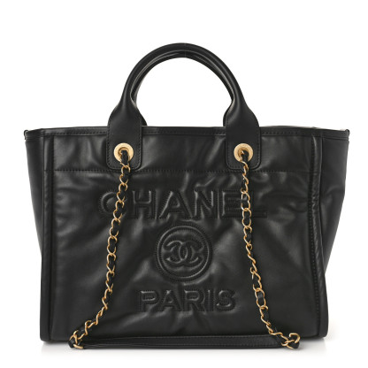 Calfskin Small Deauville Tote Black