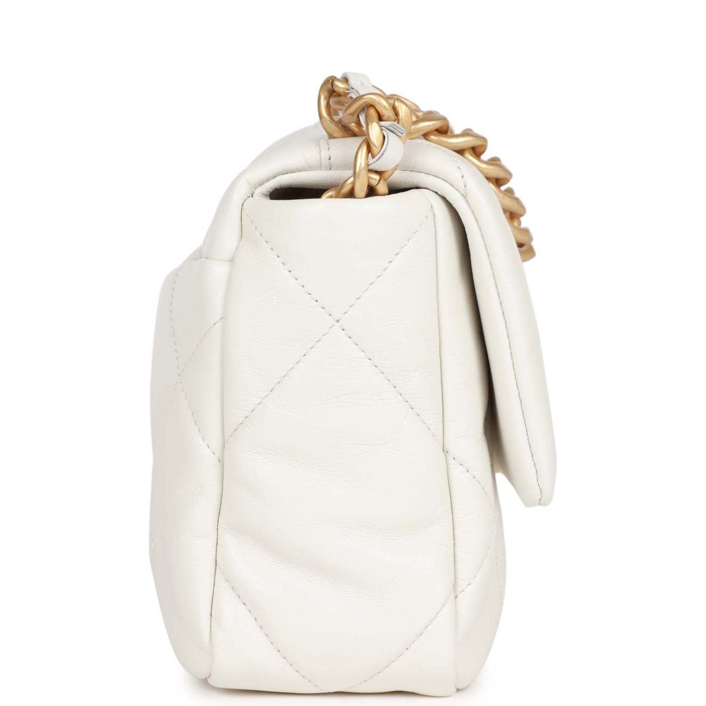 Medium 19 Flap Bag White Calfskin Mixed Hardware