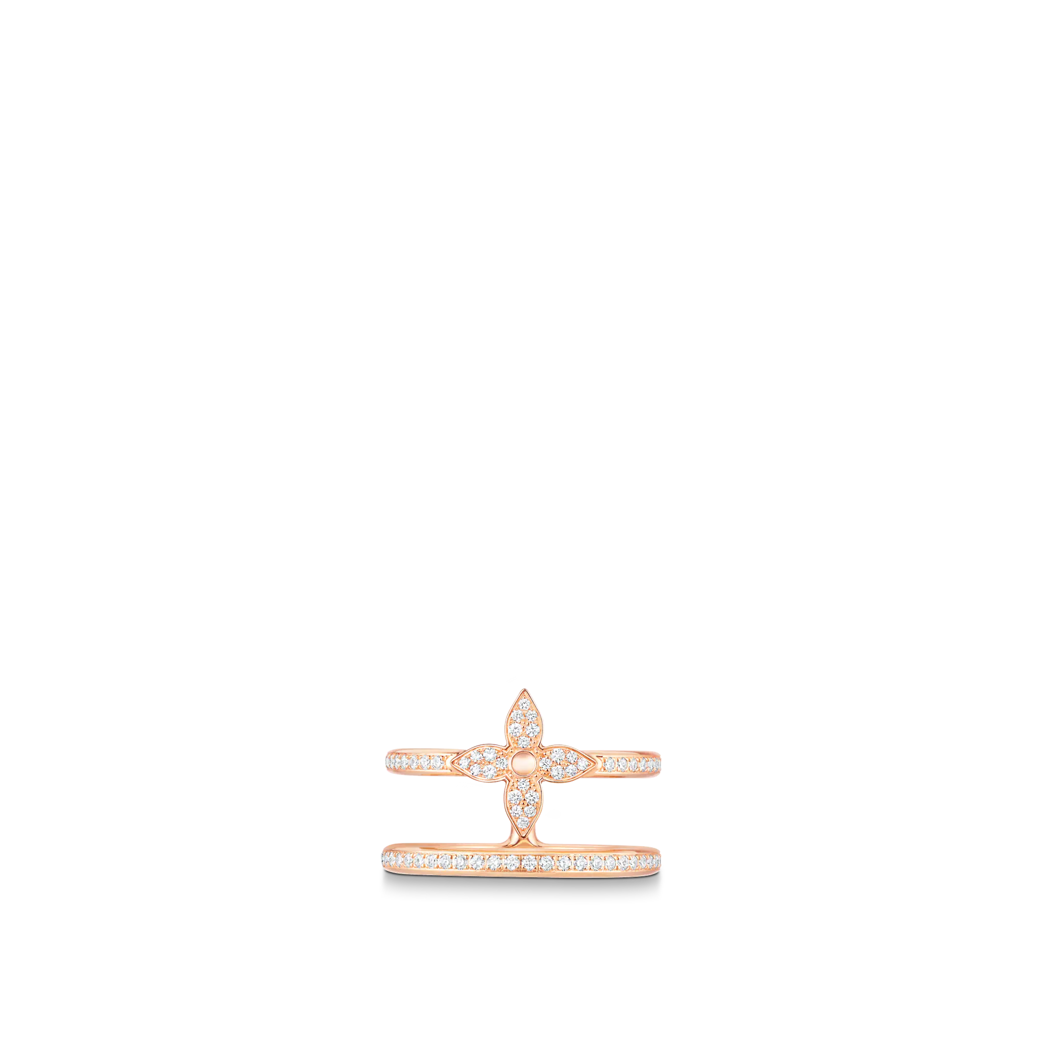 Idylle Blossom Two-Row Ring, Pink Gold And Diamonds