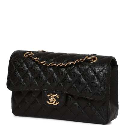 Small Classic Double Flap Bag Black Caviar Gold Hardware